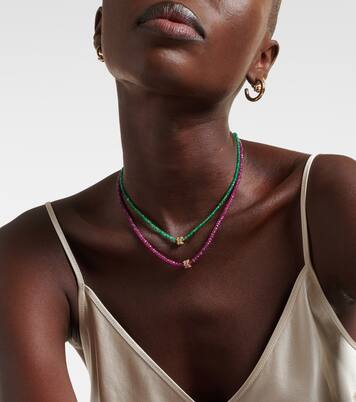 Infinite 18kt rose gold necklace with rubies and diamonds | Suzanne Kalan