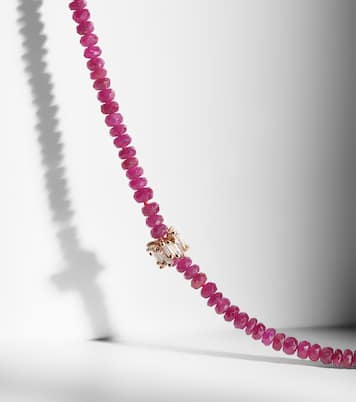 Infinite 18kt rose gold necklace with rubies and diamonds | Suzanne Kalan