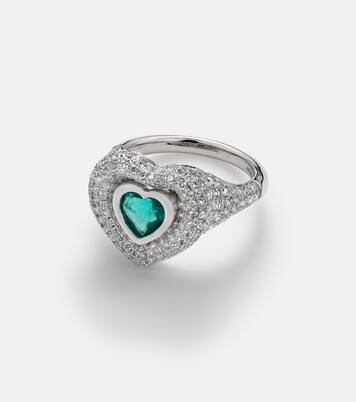 Anello Manaal 2.0 Heart Pinky in oro bianco con tanzanite e diamanti | Kamyen