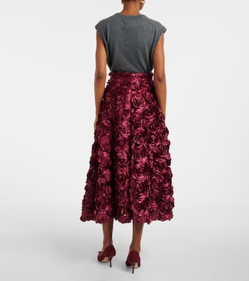 Jupe longue Sun à taille haute à fleurs | Rotate