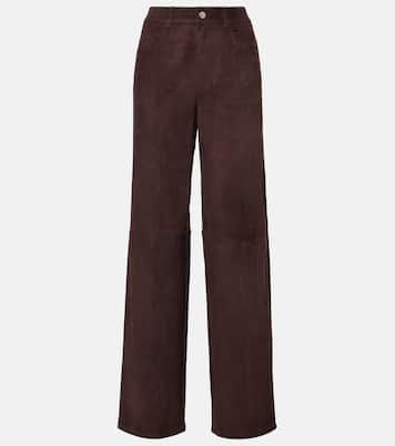 Pantaloni a gamba larga Mythéo in suede | Stouls