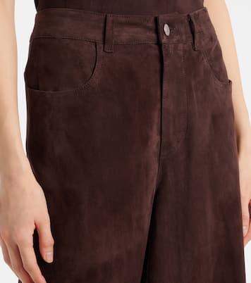 Pantaloni a gamba larga Mythéo in suede | Stouls