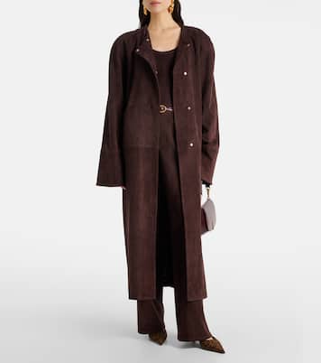 Pantaloni a gamba larga Mythéo in suede | Stouls