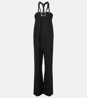 Leather-trimmed virgin wool jumpsuit | Jean Paul Gaultier