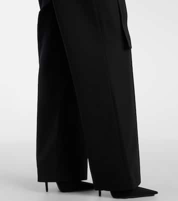 Leather-trimmed virgin wool jumpsuit | Jean Paul Gaultier