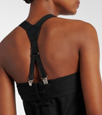 Leather-trimmed virgin wool jumpsuit | Jean Paul Gaultier