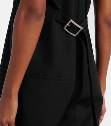 Leather-trimmed virgin wool jumpsuit | Jean Paul Gaultier