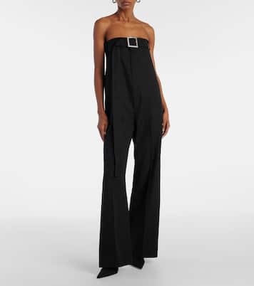 Leather-trimmed virgin wool jumpsuit | Jean Paul Gaultier