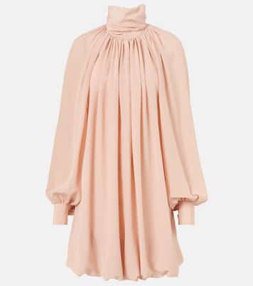 Gathered open-back silk chiffon minidress | Stella McCartney