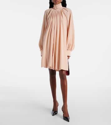 Gathered open-back silk chiffon minidress | Stella McCartney
