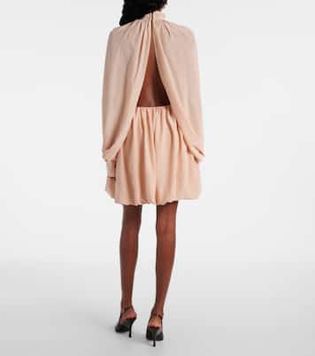 Gathered open-back silk chiffon minidress | Stella McCartney