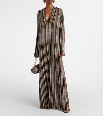 Robe longue rayée en lamé à sequins | Missoni