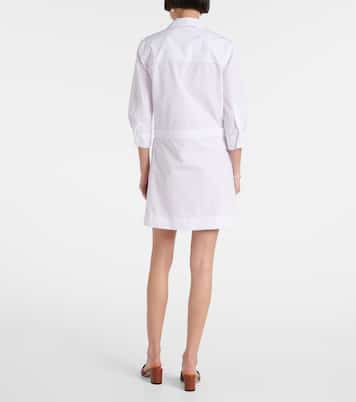 Abito corto in cotone con pelle | Gucci