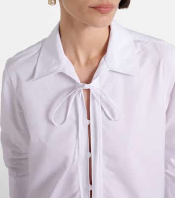 Abito corto in cotone con pelle | Gucci
