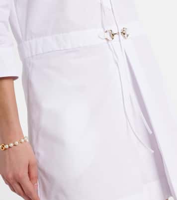 Abito corto in cotone con pelle | Gucci