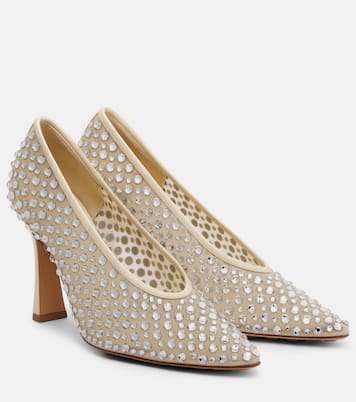 Sofia 90 crystal-embellished leather-trimmed pumps | Bottega Veneta