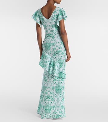 Printed ruffled silk crêpe de chine gown | McQueen