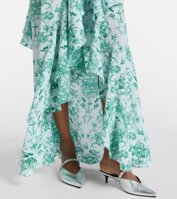 Printed ruffled silk crêpe de chine gown | McQueen