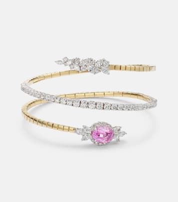 Reign Supreme 18kt gold bangle with sapphire and diamonds | Yeprem