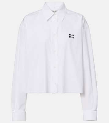 Chemise raccourcie en popeline de coton | Miu Miu