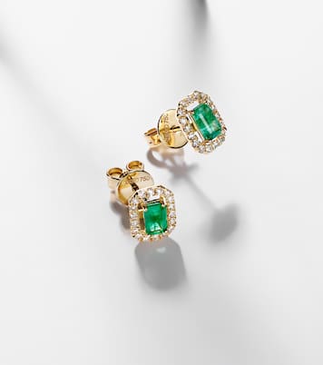 18kt gold earrings with emeralds and diamonds | Shay Jewelry