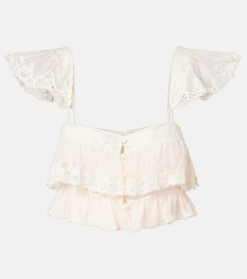 Lace-trimmed silk muslin bra top | Chloé