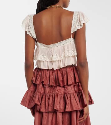Lace-trimmed silk muslin bra top | Chloé
