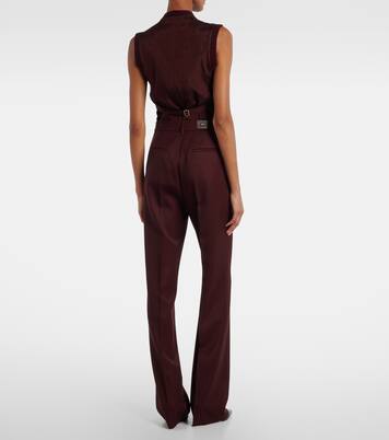 Pleated high-rise virgin wool bootcut pants | Max Mara