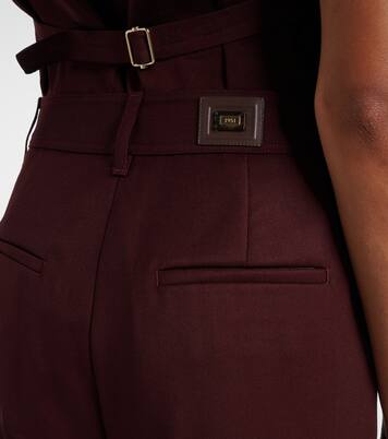 Pleated high-rise virgin wool bootcut pants | Max Mara