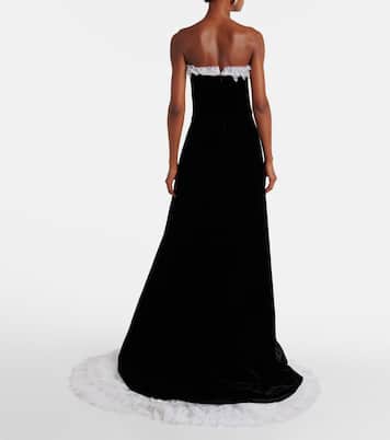 Laurette lace-trimmed velvet bustier gown | Costarellos
