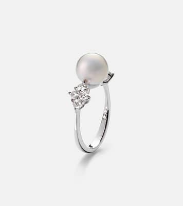 Ring aus 18kt Weißgold mit Diamanten und Akoyaperle | Mikimoto