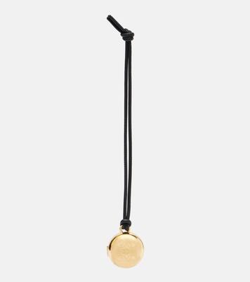 Pebble gold-plated leather bag charm | Loewe