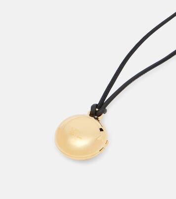 Pebble gold-plated leather bag charm | Loewe