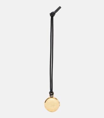 Pebble gold-plated leather bag charm | Loewe