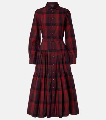 Belted plaid cotton-blend shirt dress | Polo Ralph Lauren