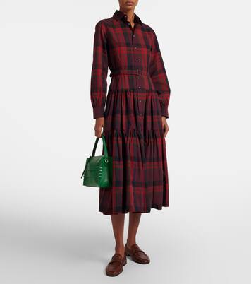 Belted plaid cotton-blend shirt dress | Polo Ralph Lauren