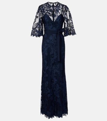 Robe longue brodée en dentelle et tulle | Elie Saab