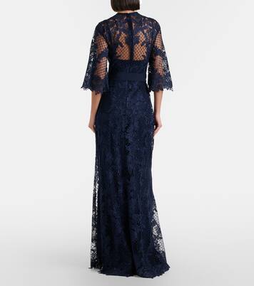 Robe longue brodée en dentelle et tulle | Elie Saab