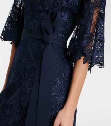 Robe longue brodée en dentelle et tulle | Elie Saab