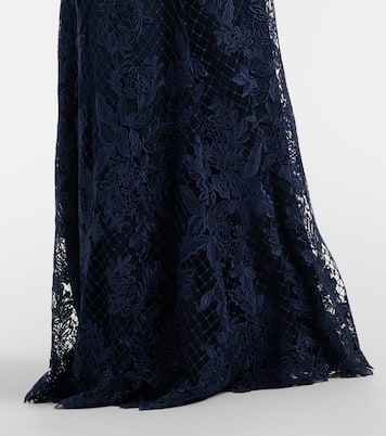 Robe longue brodée en dentelle et tulle | Elie Saab