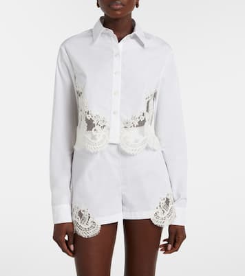 蕾丝边饰棉质府绸衬衫 | Versace