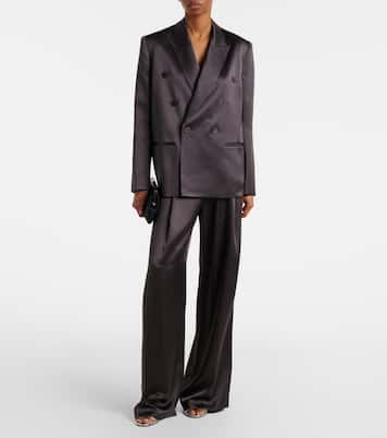 Double-breasted silk satin blazer | The Sei