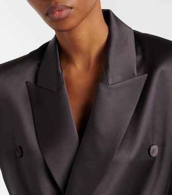 Double-breasted silk satin blazer | The Sei