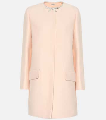 Crystal-embellished cady coat | Miu Miu