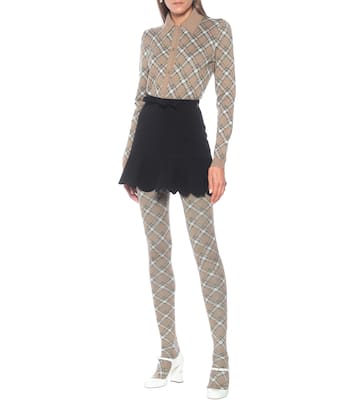 Collant a quadri in lana | Miu Miu