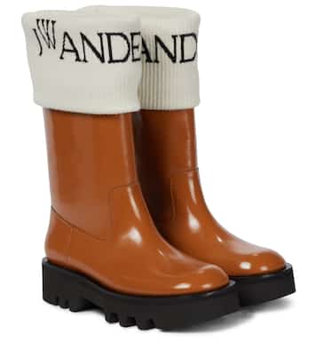 Logo-intarsia leather boots | JW Anderson