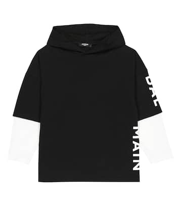 로고 코튼 후디 | Balmain Kids