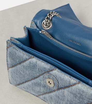 Borsa a spalla Crush Medium in denim | Balenciaga
