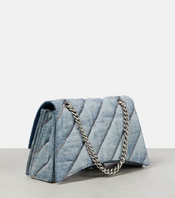 Borsa a spalla Crush Medium in denim | Balenciaga