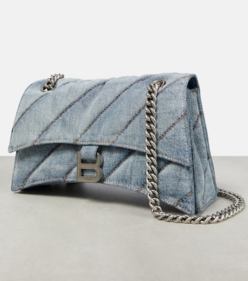 Borsa a spalla Crush Medium in denim | Balenciaga